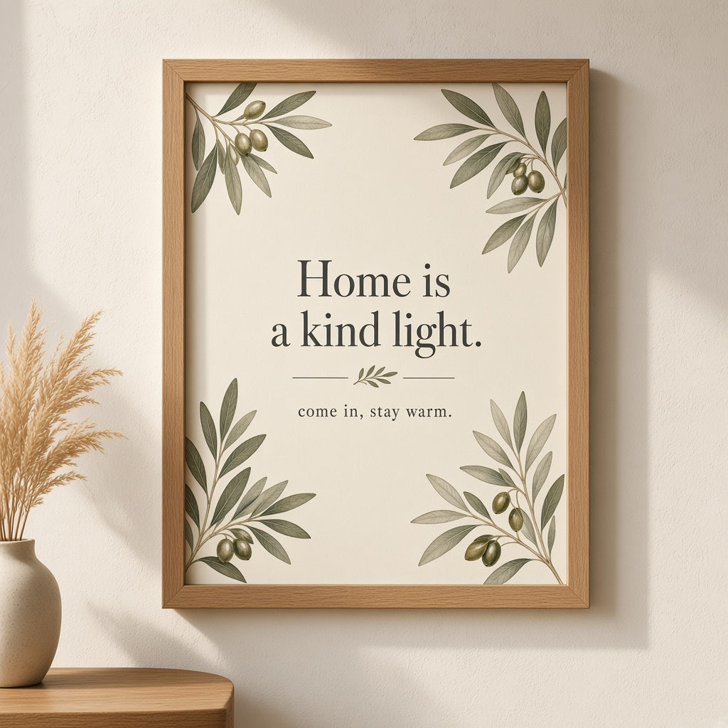 Home Is a Kind Light · 12×16 Oak Frame